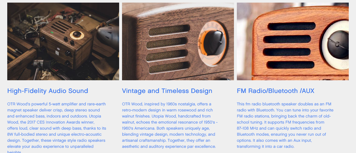 MUZEN OTR Wood Portable FM Radio Bluetooth Speaker - Rosewood