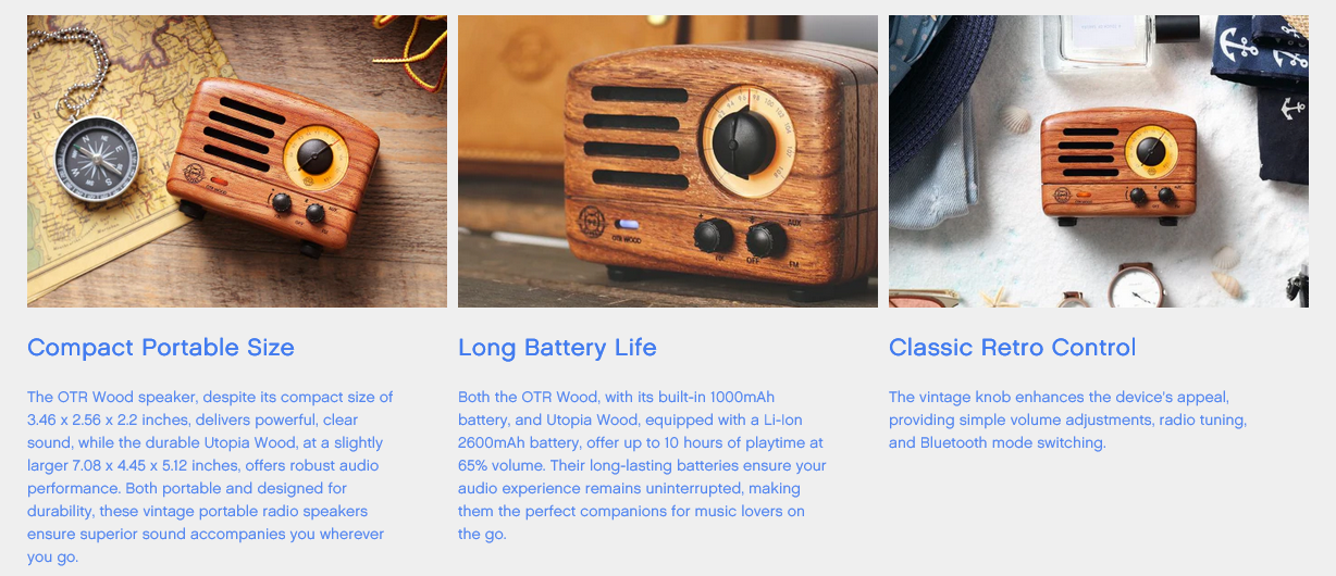 MUZEN OTR Wood Portable FM Radio Bluetooth Speaker - Rosewood