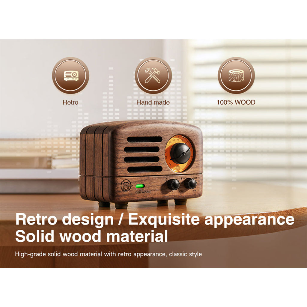 MUZEN OTR Wood Portable FM Radio Bluetooth Speaker - Rosewood - MW
