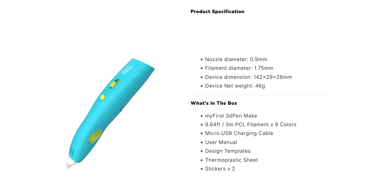 myFirst Filament 3D Pen - Blue