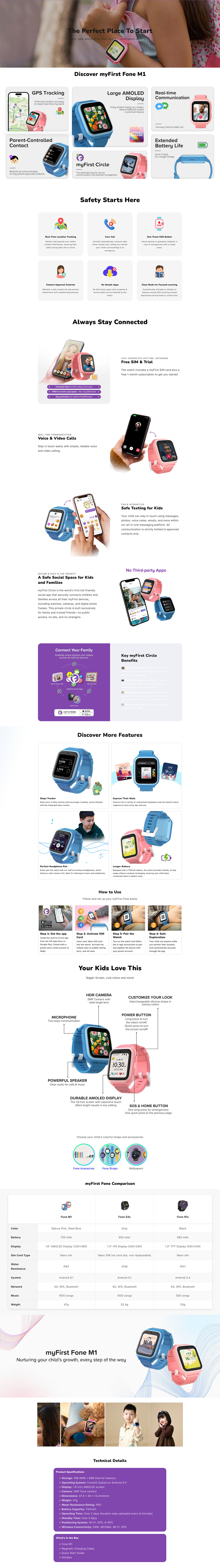 myFirst Fone M1 Smart Watch - Steel Blue