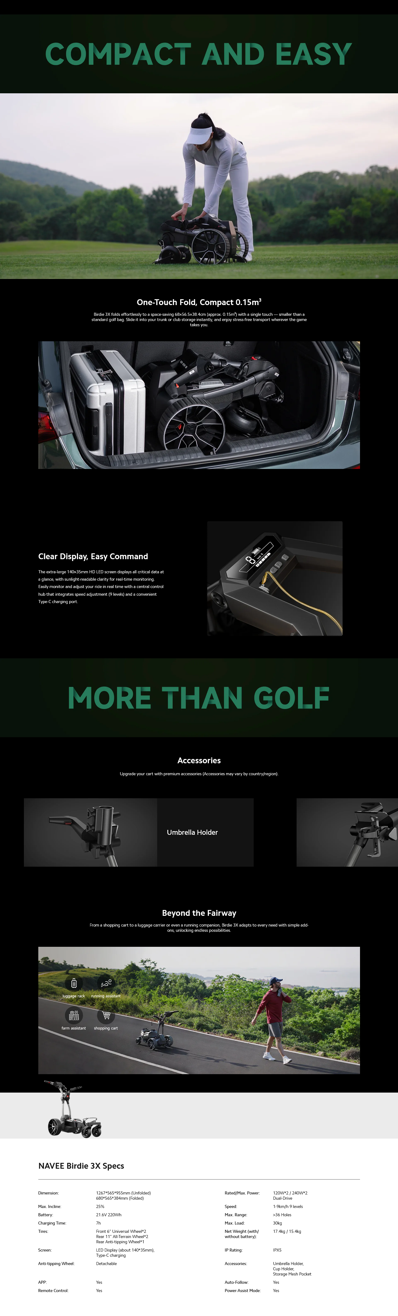 Navee Birdie 3X Electric Golf Push Cart