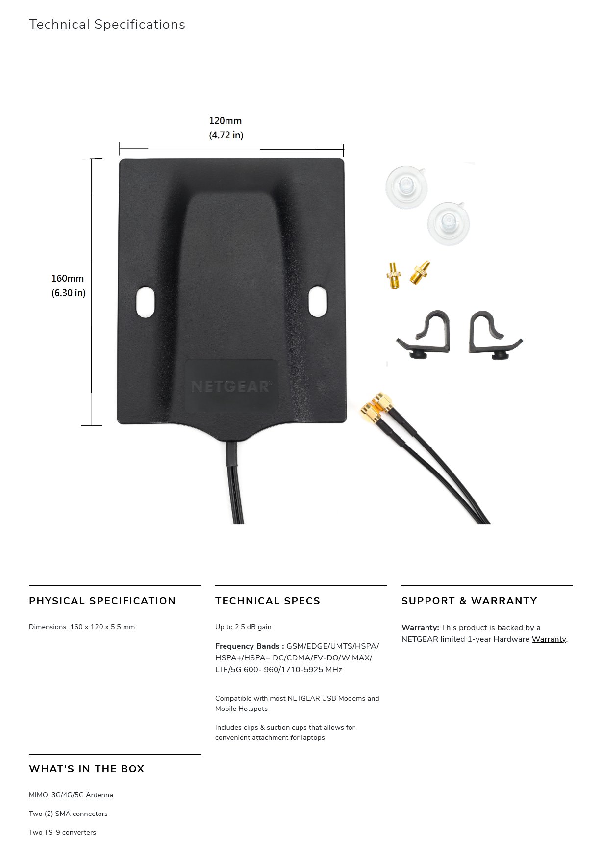 Netgear Omnidirectional MIMO Antenna for (M5, M2, M1, LBR20, NBK20 ...