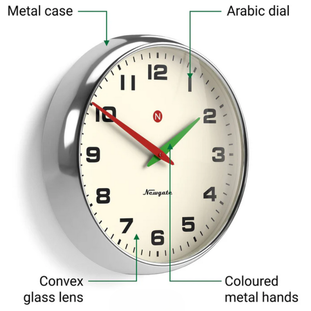 Newgate Superstore Wall Clock Alpha Dial - Chrome