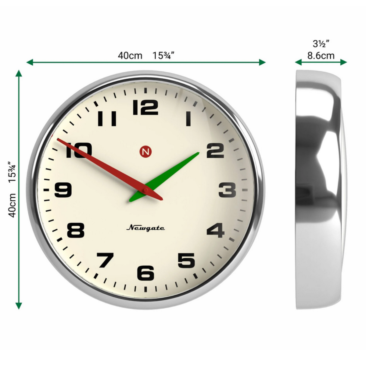 Newgate Superstore Wall Clock Alpha Dial - Chrome