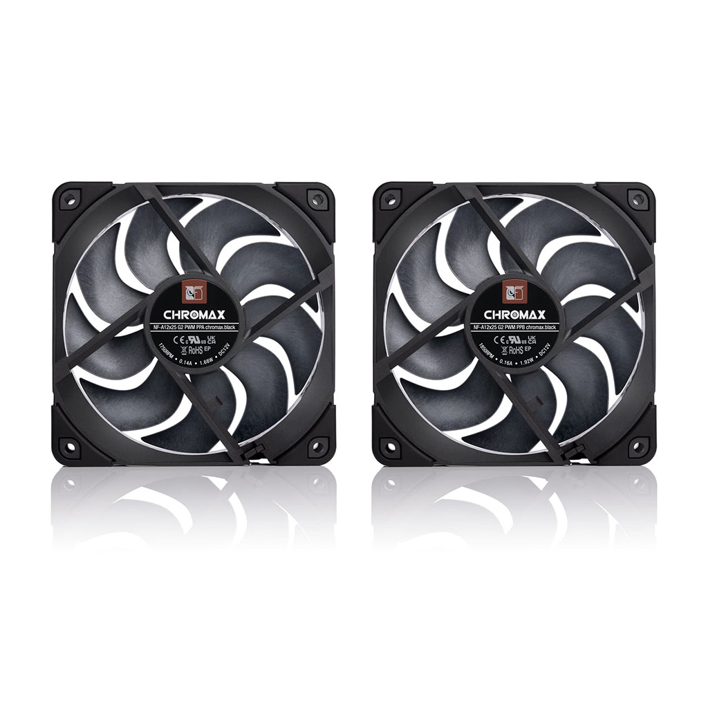 Noctua NF-A12x25 G2 SX2-PP 120mm PWM Fan - Chromax Black 2 Pack