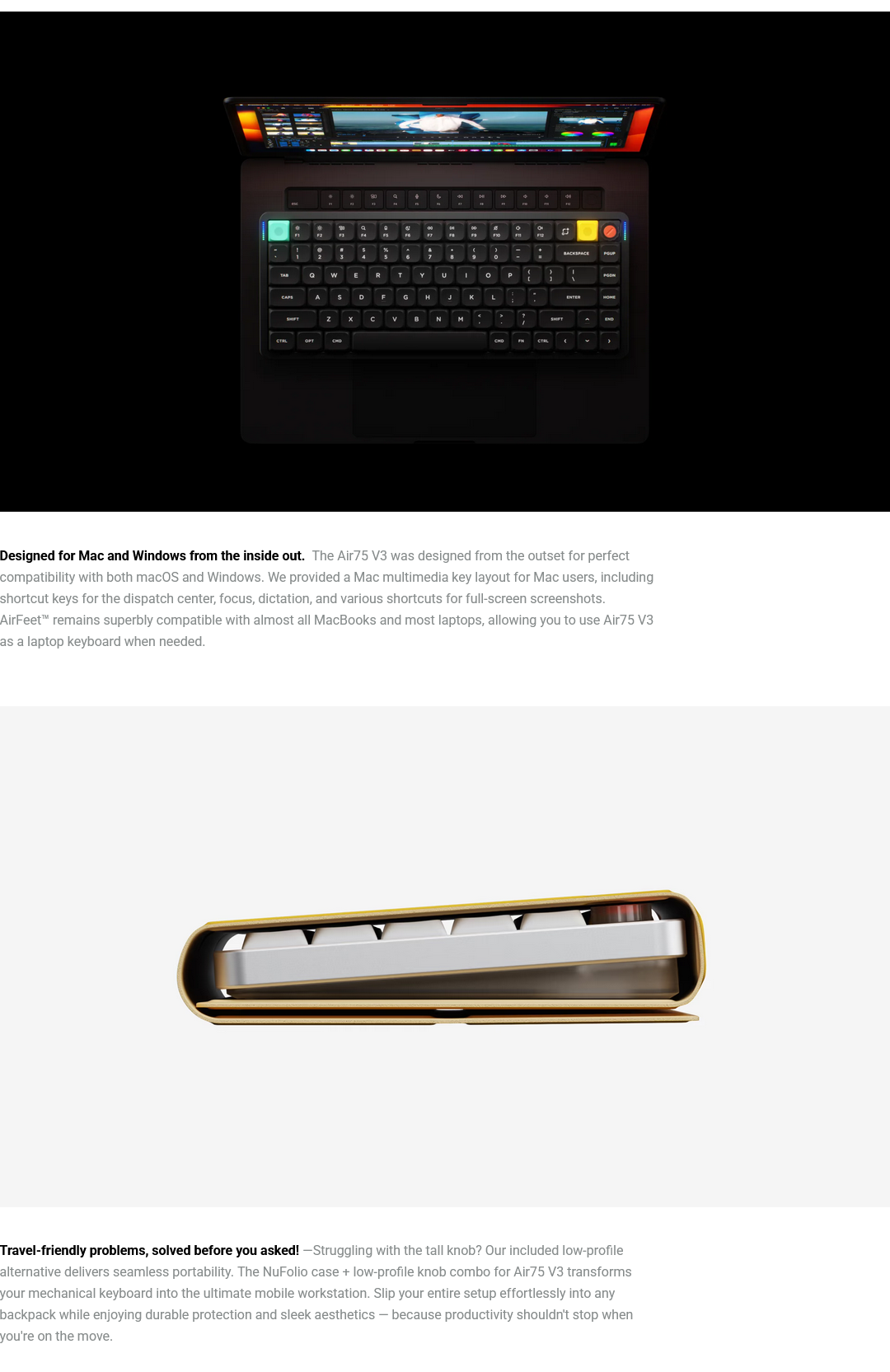 NuPhy Air75 V3 Hot-Swappable Low-Profile Wireless Nova White Mechanical Gaming Keyboard - Blush Nano