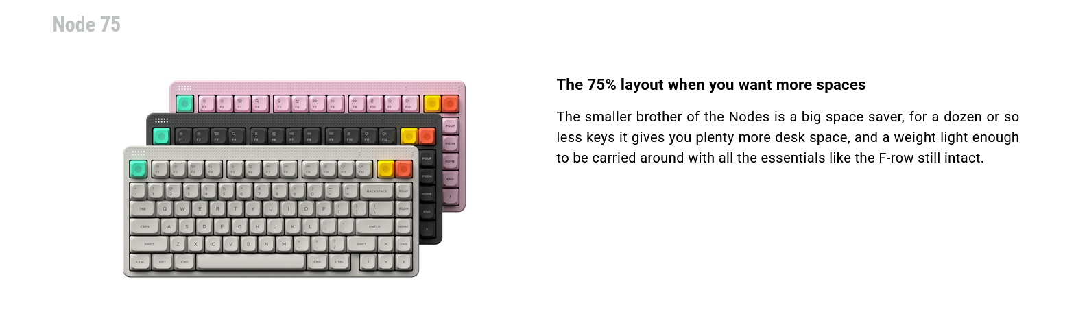 NuPhy Node75 Hot-Swappable RGB Low-Profile Ink Grey Wireless Mechanical Keyboard - Red Nano Switch