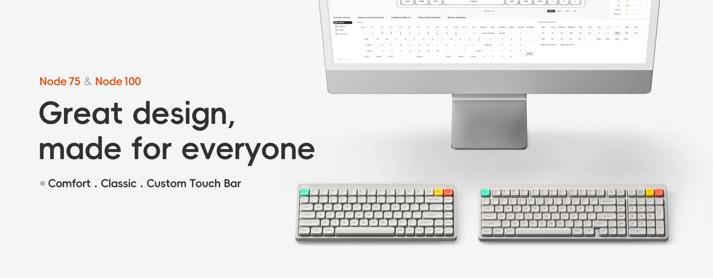NuPhy Node75 Hot-Swappable RGB Low-Profile Lunar White Wireless