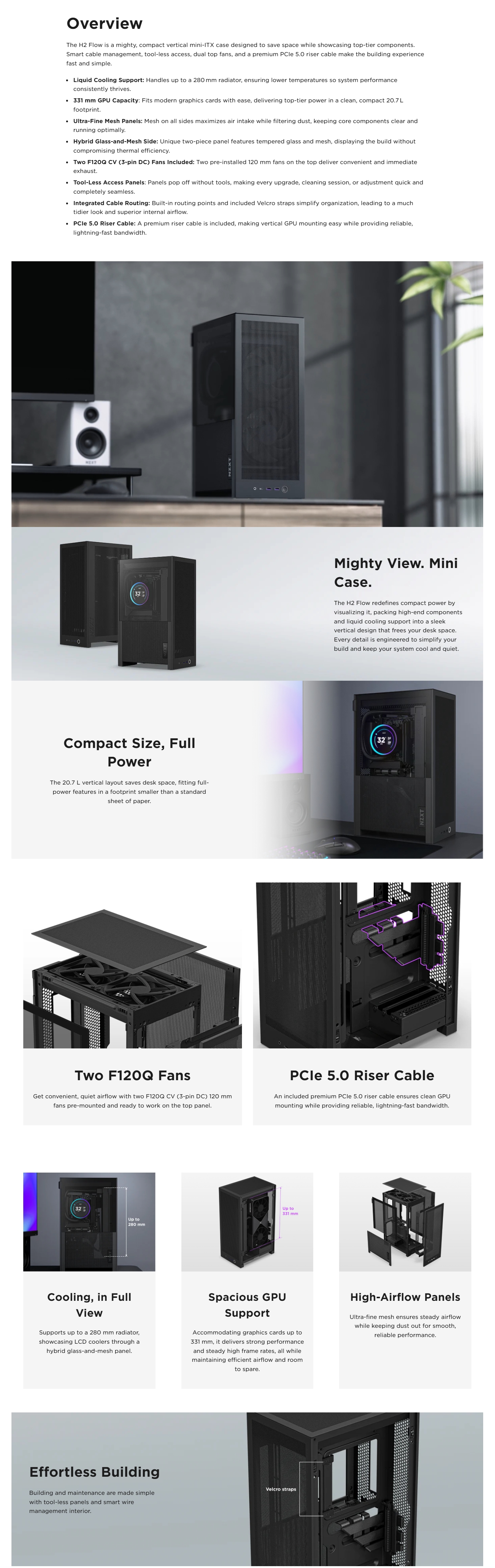 NZXT H2 Flow Mini-ITX Case - Black