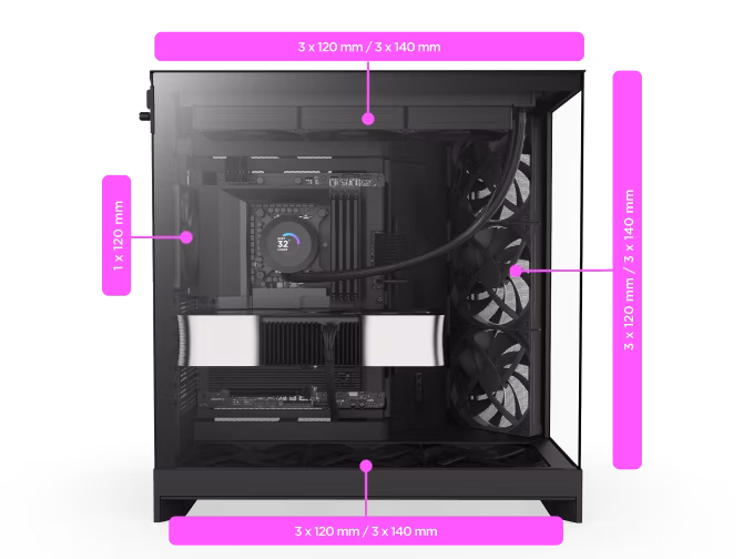 NZXT H9 Flow Tempered Glass Mid-Tower E-ATX Case - White