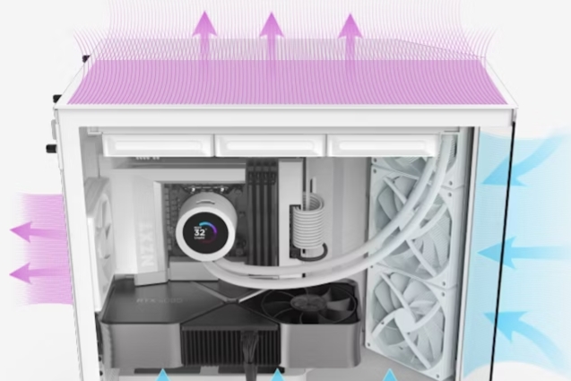 NZXT H9 Flow Tempered Glass Mid-Tower E-ATX Case - White