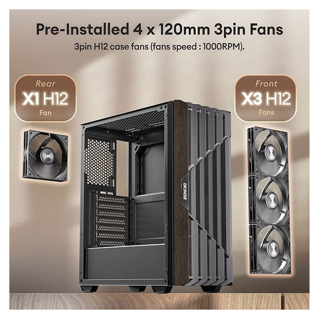 OKINOS Cypress 5 Oak Wood ATX Mid Tower Case - OKICC-CP5-ATXBWA | Mwave