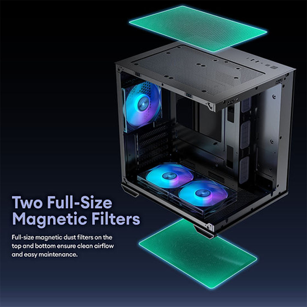 OKINOS Mirage 4 ARGB Micro ATX Case - Black - OKICC-MG4-MATXB | Mwave