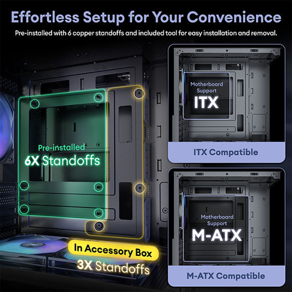 OKINOS Mirage 4 ARGB Micro ATX Case - Black - OKICC-MG4-MATXB | Mwave