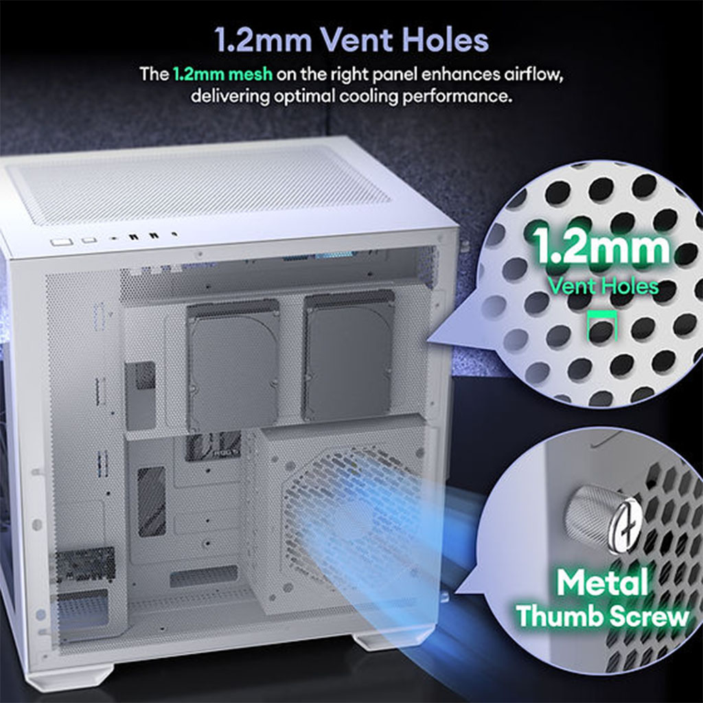 OKINOS Mirage 4 ARGB Micro ATX Case - Black - OKICC-MG4-MATXB | Mwave