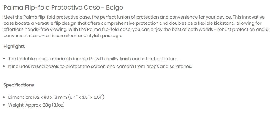 ONYX BOOX Palma Flip Fold Protective Case - Beige