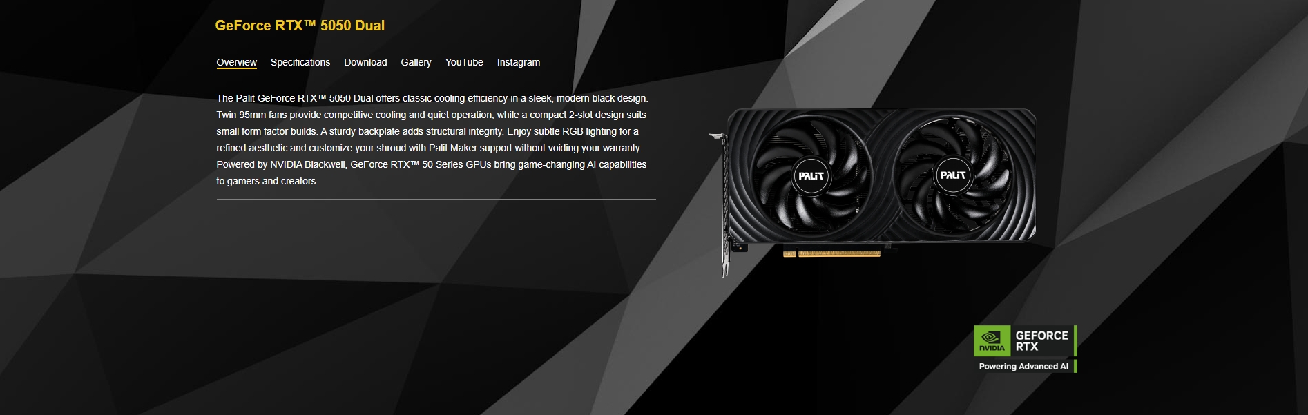 Palit GeForce RTX 5050 Dual 8GB GDDR6 Video Card