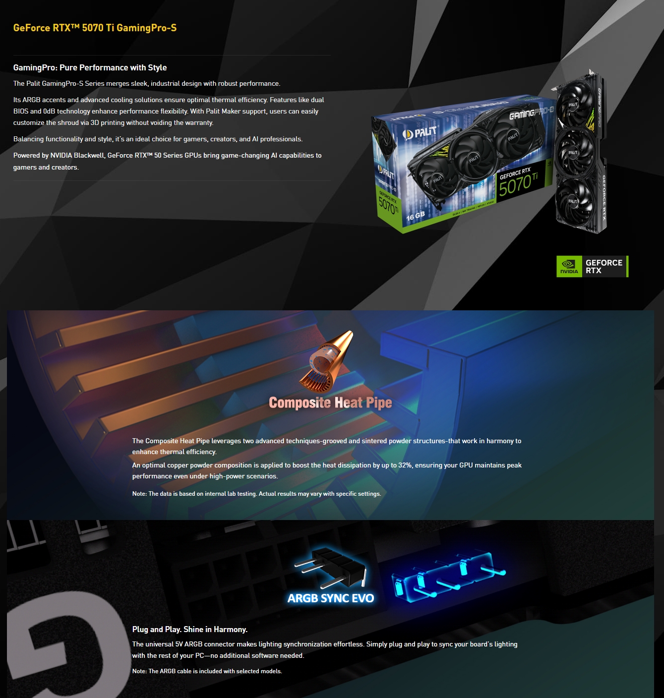 Palit GeForce RTX 5070 Ti GamingPro-S 16GB Video Card
