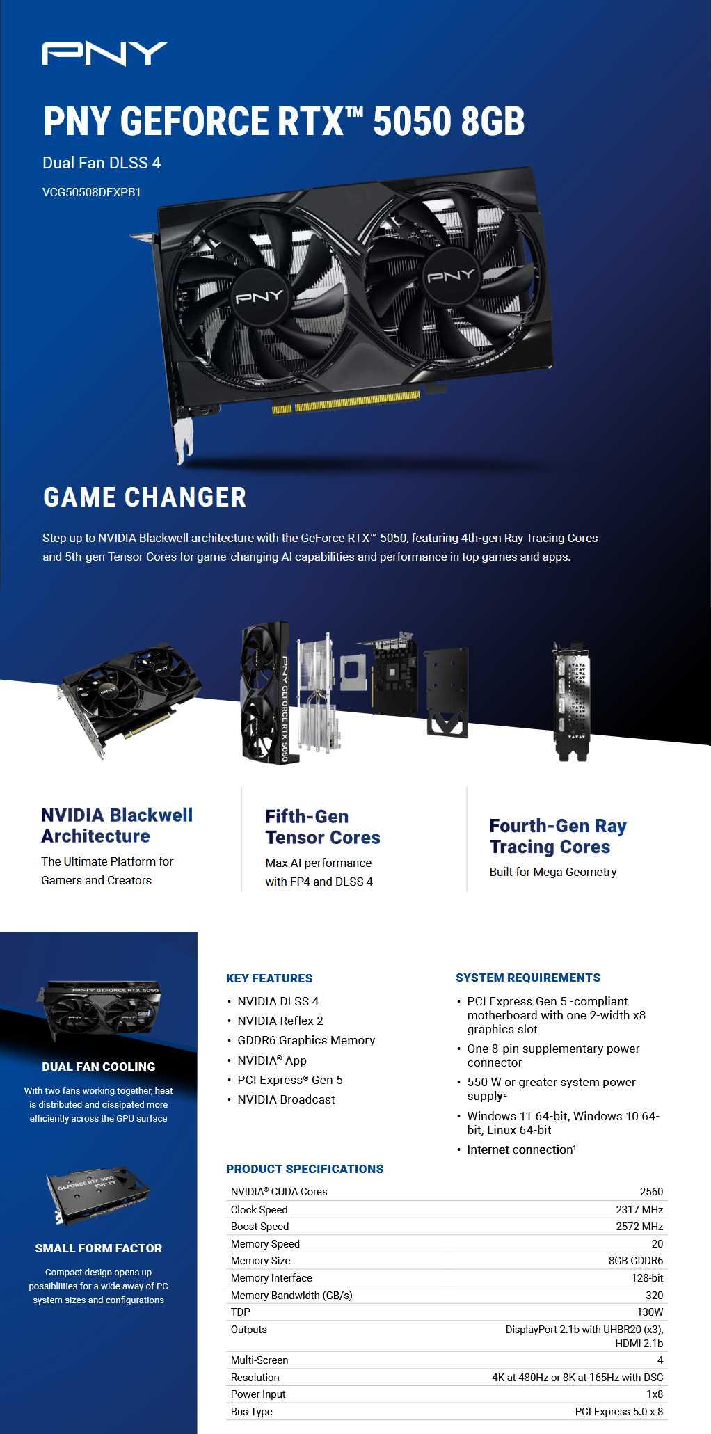 PNY GeForce RTX 5050 Dual Fan 8GB Video Card