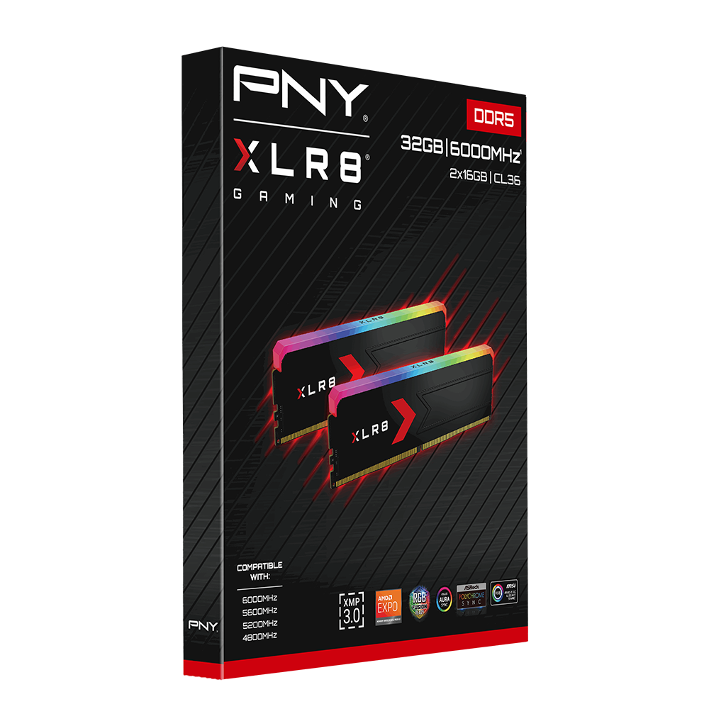 ​【1枚正常】PNY XLR8 DDR5-6000 CL30 16GB×2 PNY XLR8 Gaming 32GB (2x 16GB) DDR5 6000MHz CL30 RGB Desktop