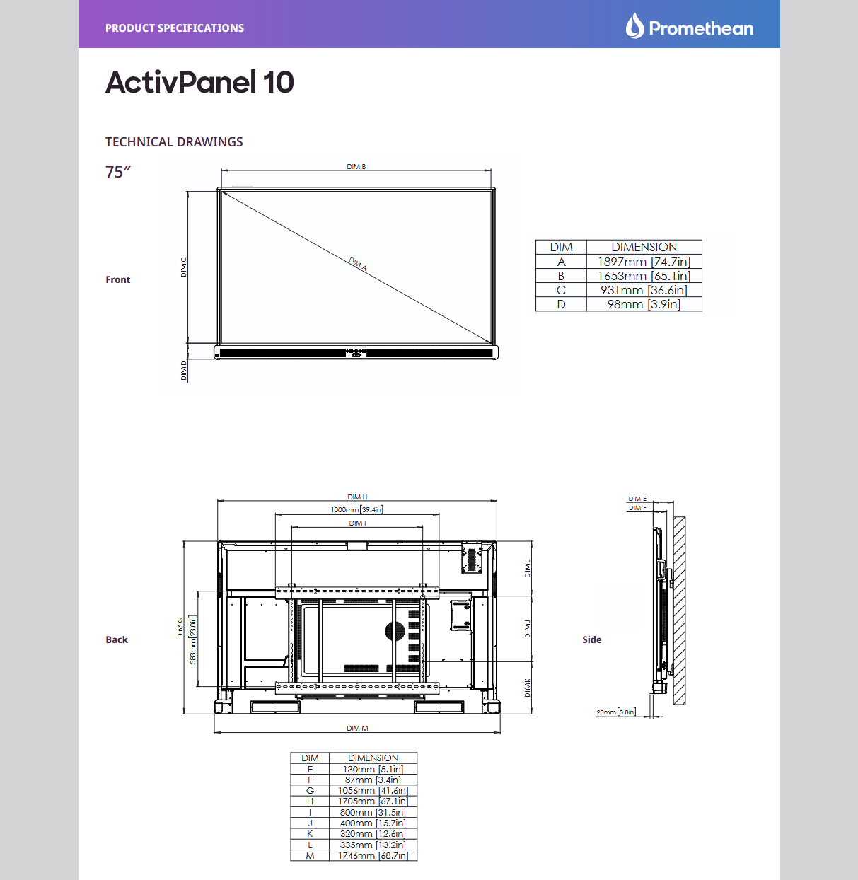 Promethean Active Panel AP10 65