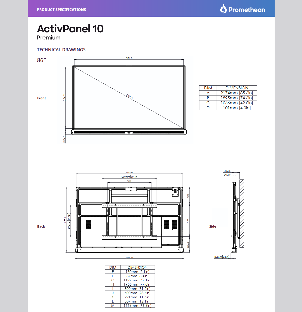 Promethean Active Panel AP10 PREMIUM 75