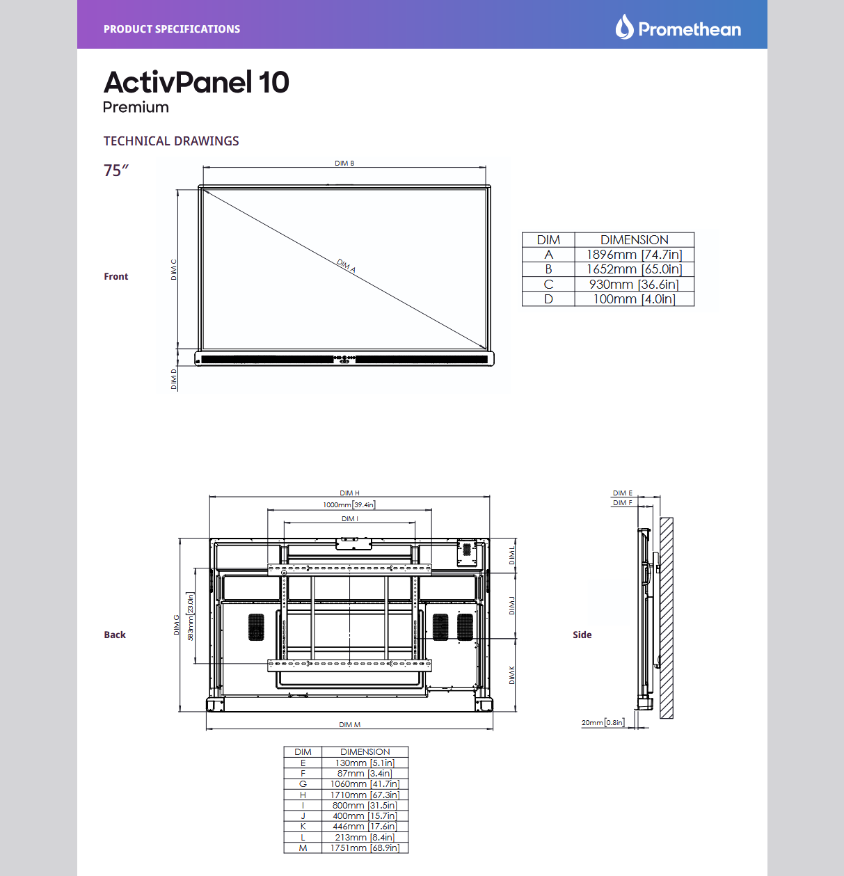Promethean Active Panel AP10 PREMIUM 86