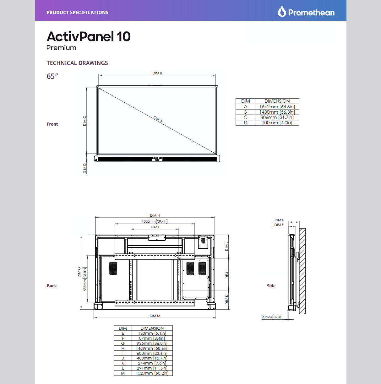 Promethean Active Panel AP10 PREMIUM 86
