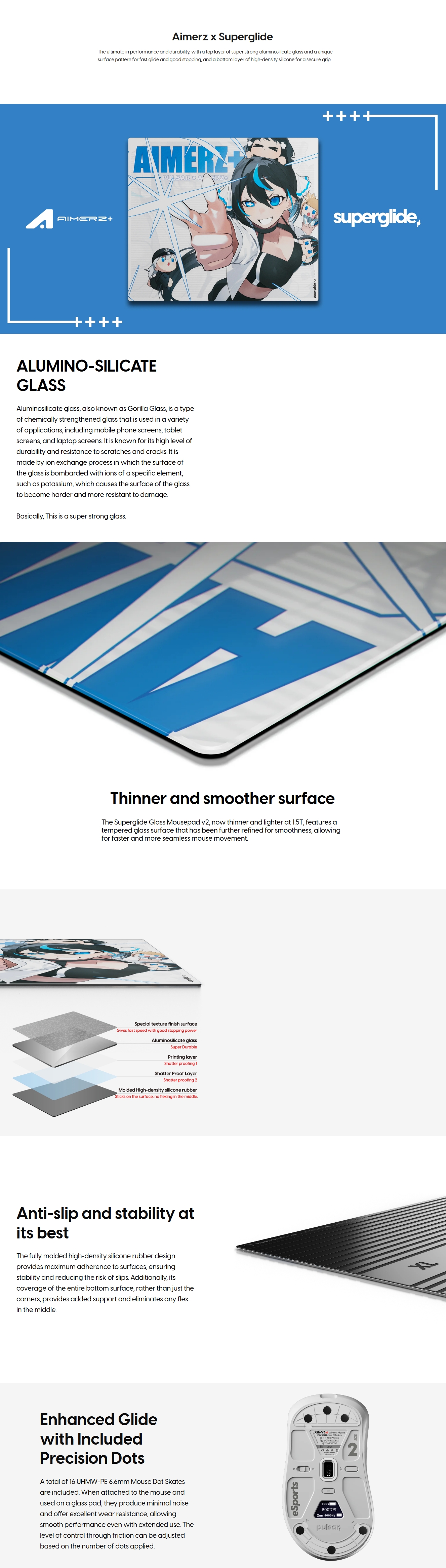 Pulsar Superglide V2 Glass Mouse Pad - Aimerz Yui Edition (XL