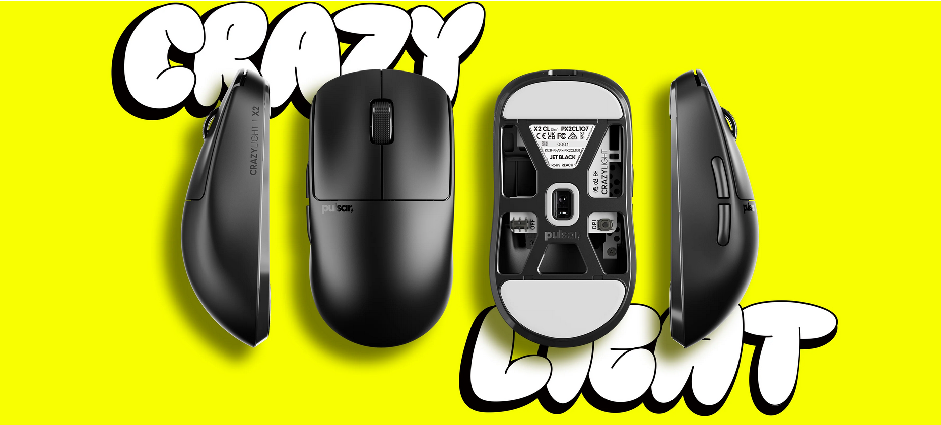 Pulsar X2 CrazyLight Wireless Gaming Mouse - Jet Black