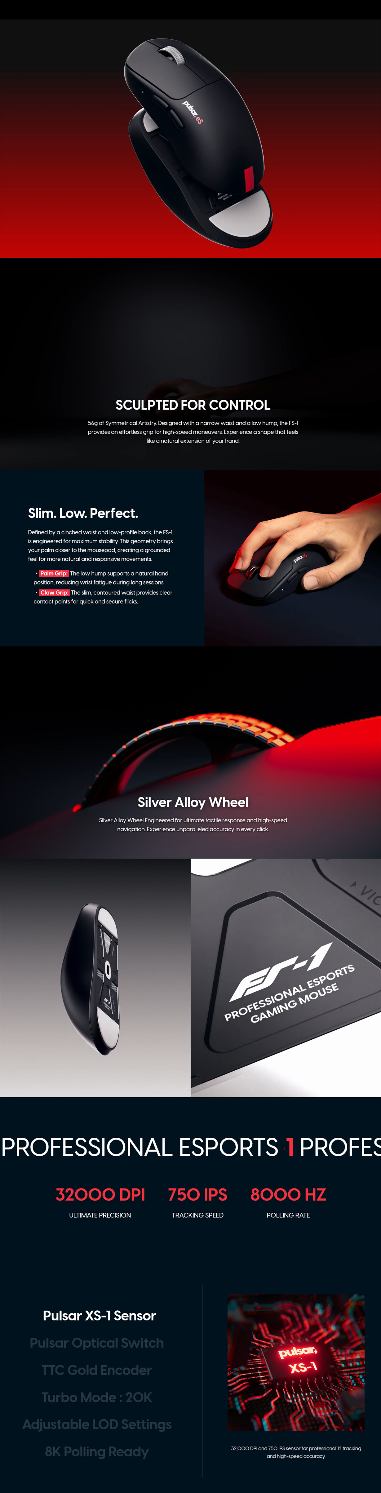 Pulsar x VAXEE eS FS-1 8K Lightweight Wireless Optical Gaming Mouse