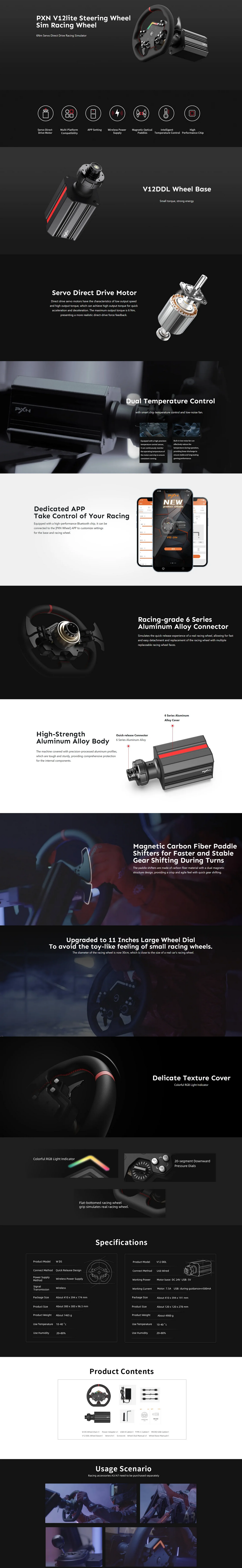 PXN V12 DDL WDS 6NM DD Wheel Base & Racing Wheel 2