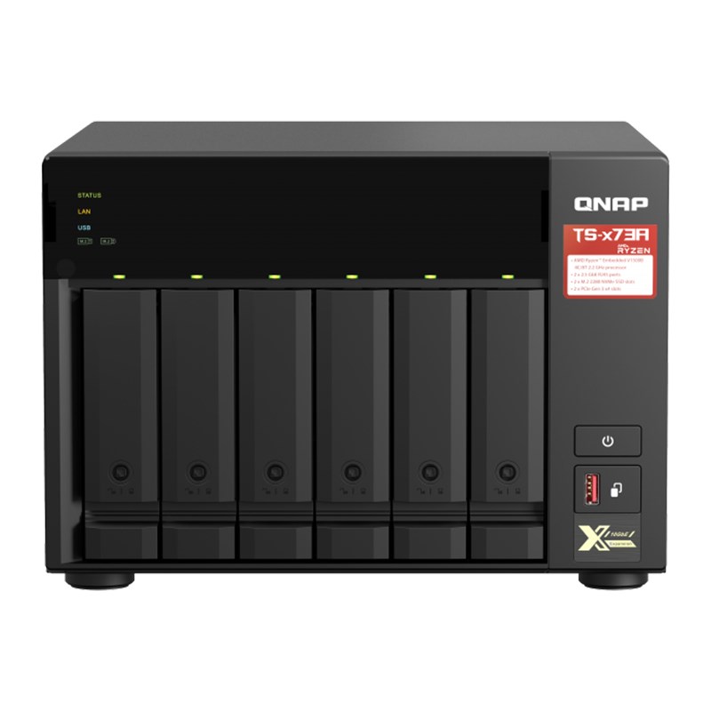 NAS QNAP TS-673A 6 Baies - Processeur AMD Ryzen V1500B, 8 Go RAM, 2 Ports 2,5 GbE, 2 Slots M.2 NVMe, Bundle IronWolf - 4
