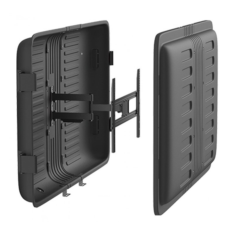 QTee Outdoor Weatherproof TV Enclosure With Full Motion Swivel Bracket
