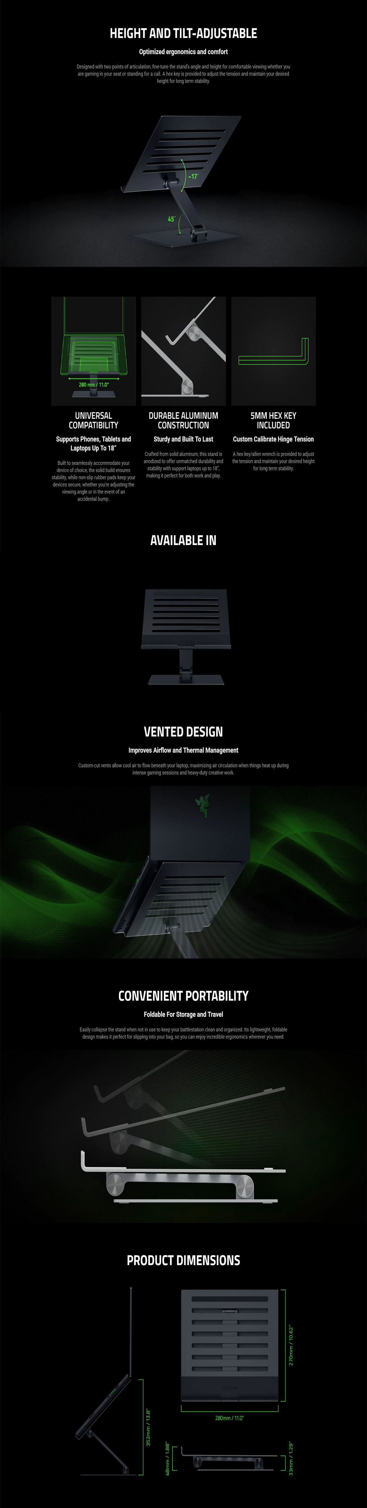 Razer Adjustable Laptop Stand - Black - RC21-02330100 | Mwave