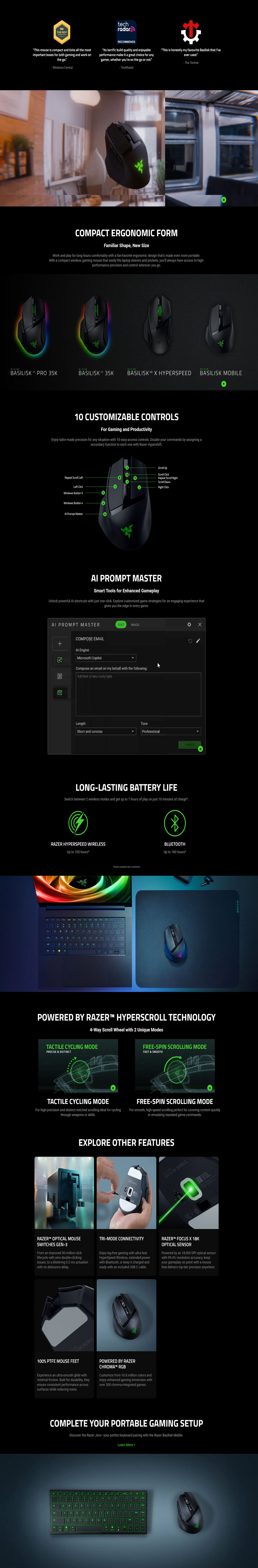 Razer Basilisk Ergonomic Wireless Gaming Mouse - RZ01-04310100 | Mwave