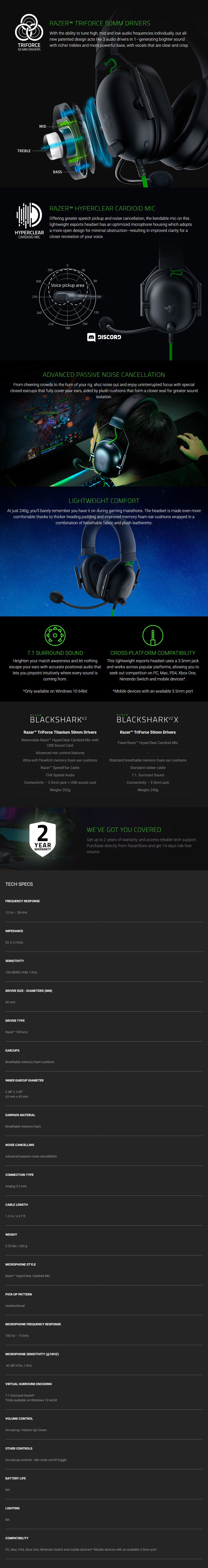 Razer BlackShark V2 X - Wired Gaming Headset - Desktop Overview 1