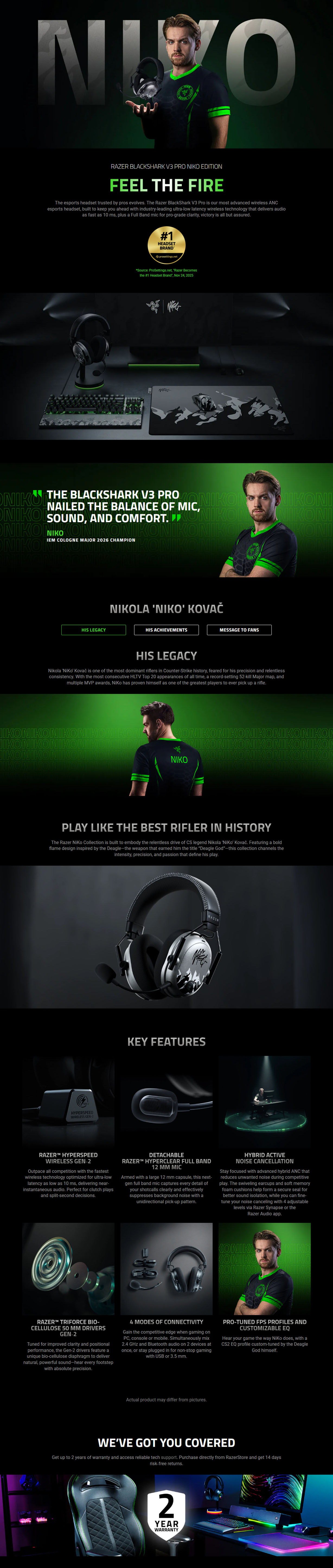 Razer BlackShark V3 Pro Wireless ANC Gaming Headset - NiKo Edition
