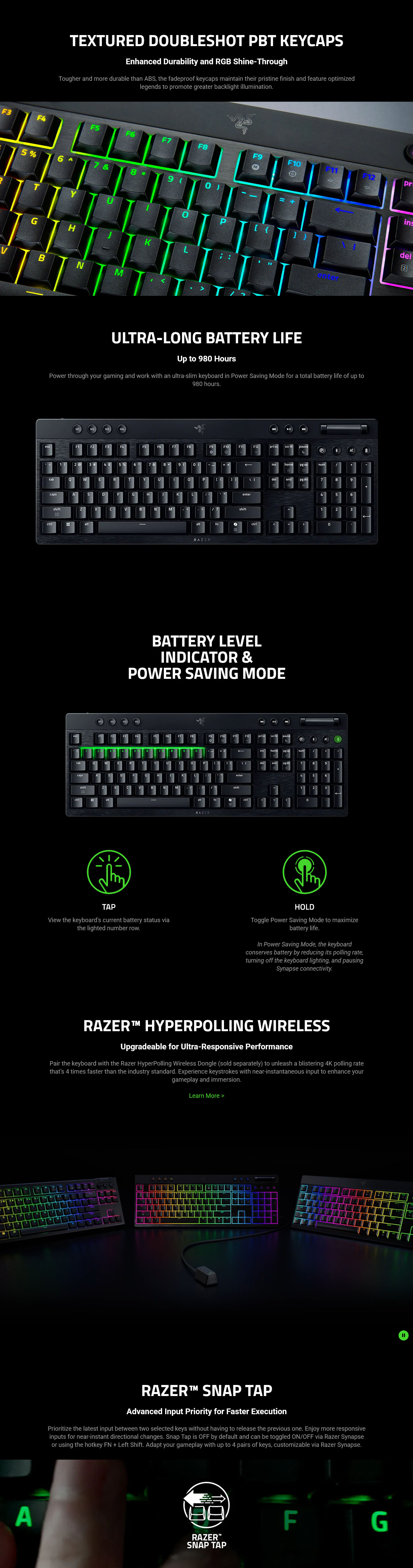 Razer BlackWidow V4 Pro Low-Profile Wireless Mechanical Keyboard - Yellow Switches
