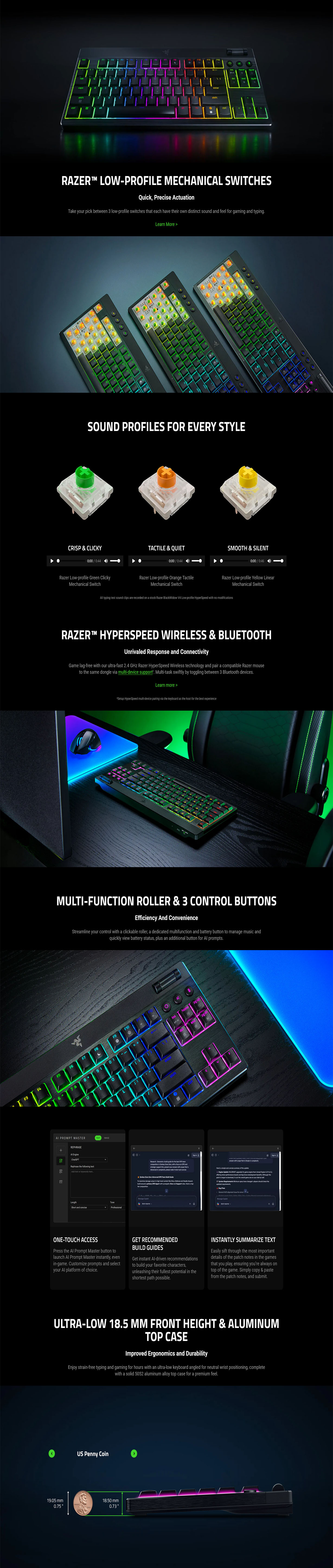 Razer BlackWidow V4 TKL Low-Profile Wireless Keyboard - Orange Switches ...