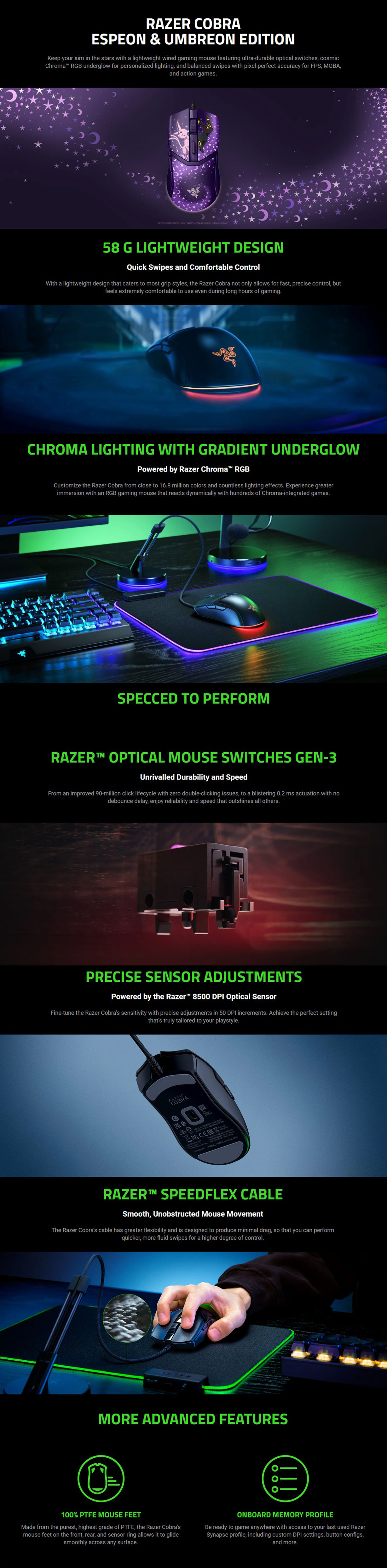 Razer Cobra Wired Optical Gaming Mouse - Espeon/Umbreon Edition