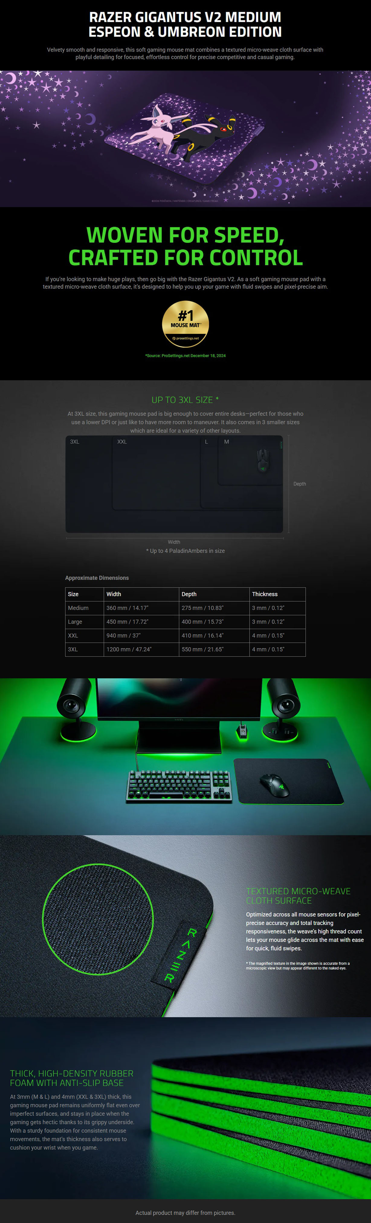 Razer Gigantus V2 Soft Gaming Mouse Mat Medium - Espeon/Umbreon Edition