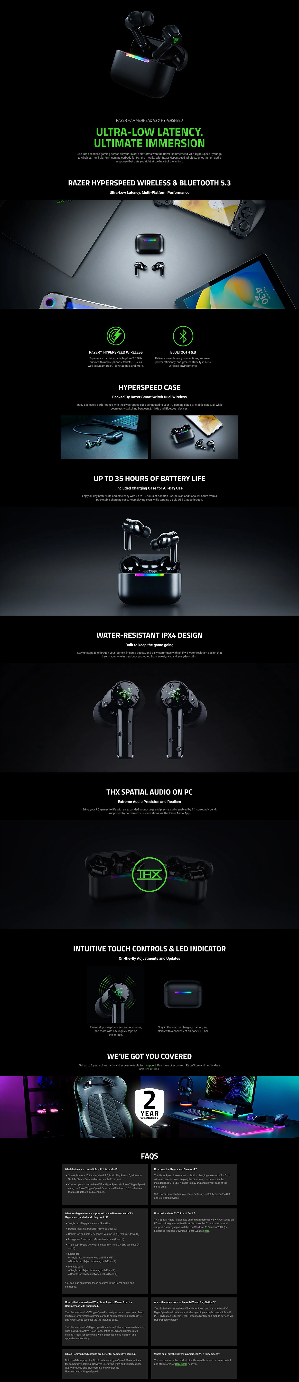 Razer Hammerhead V3 X HyperSpeed Wireless Gaming Earbuds