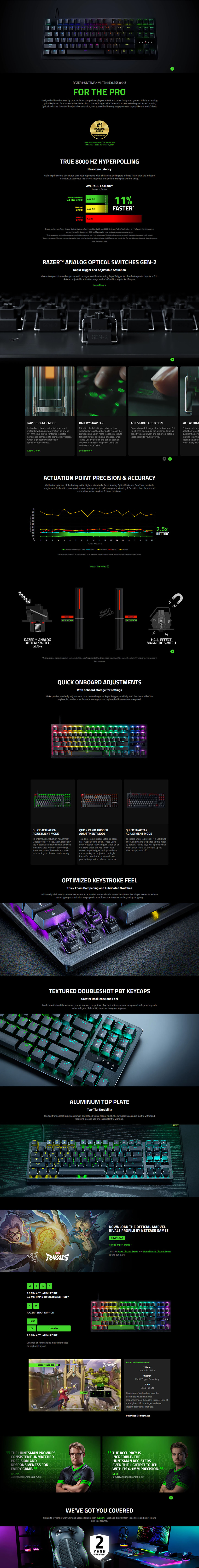 Razer Huntsman V3 Tenkeyless 8KHz Wired Analog Optical Gaming Keyboard