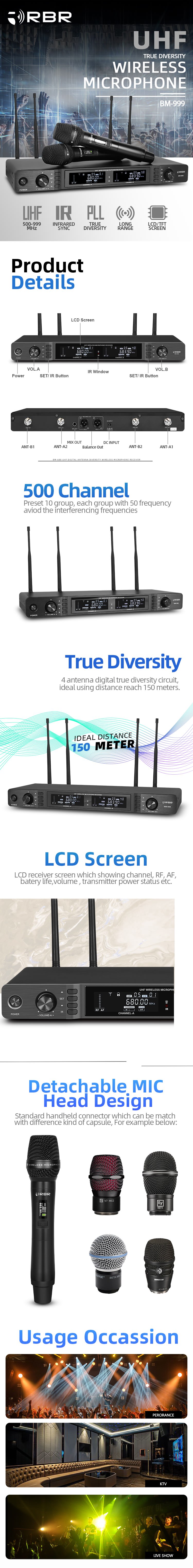 RBR BM999 Long Range Professional Wireless Microphone