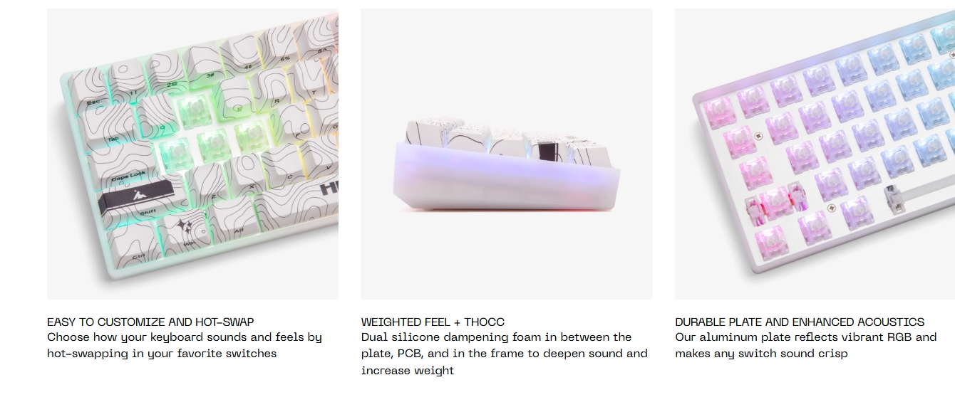 Refurbished - Higround SNOWSTONE Base 65 Keyboard AO - White Flame Switches