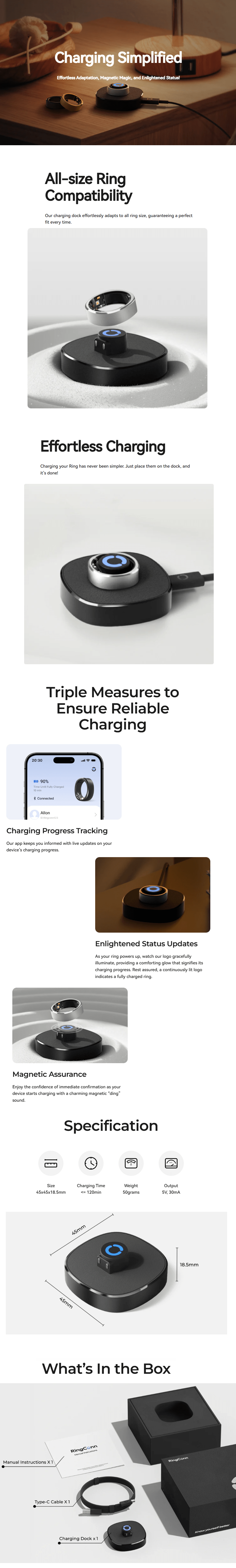 RingConn Smart Ring Charging Dock