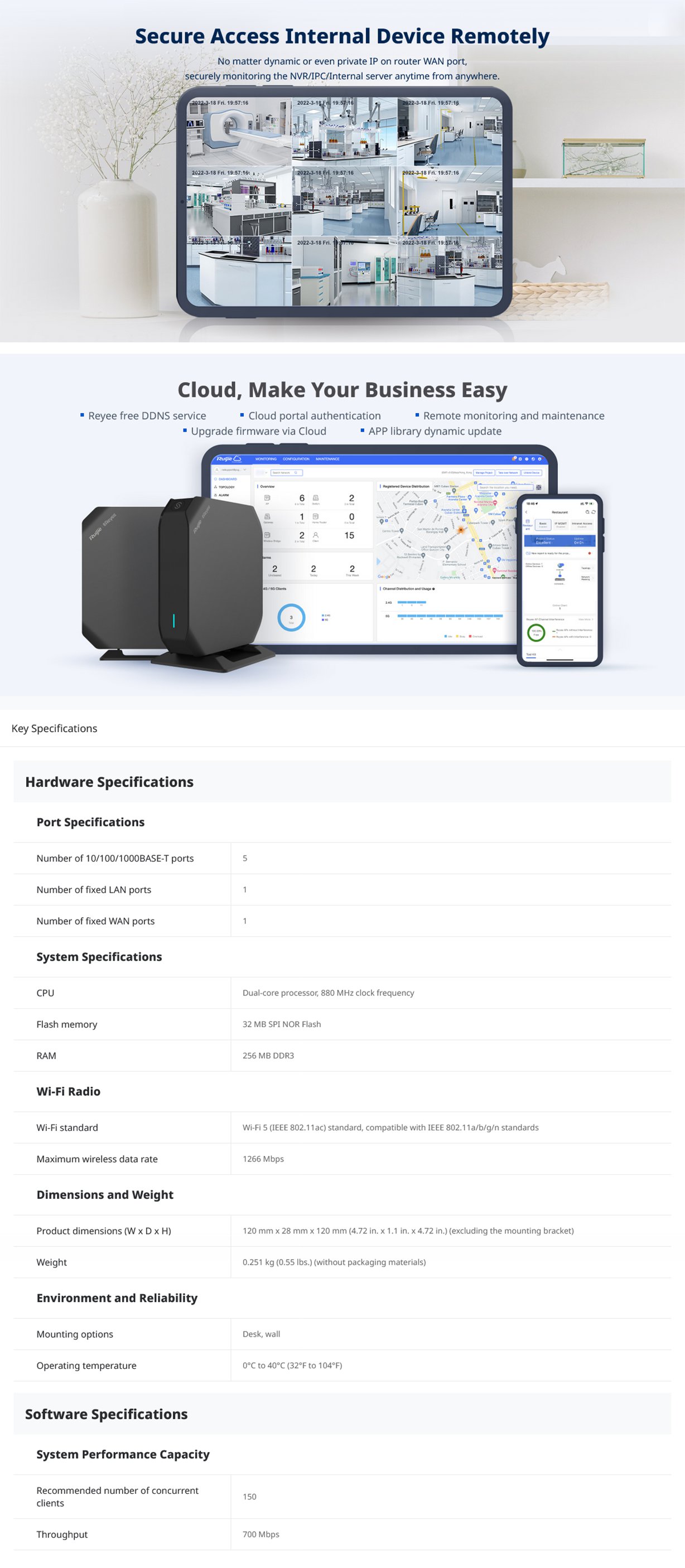 Ruijie RG-EG105GW-T AC1300 Dual-Band Gigabit Wi-Fi 5 Router