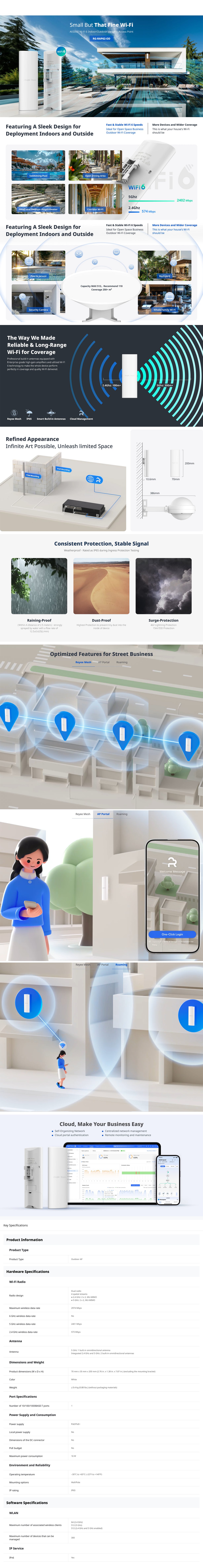 Ruijie RG-RAP62-OD AX3000 Outdoor Dual-Band Wi-Fi 6 Access Point